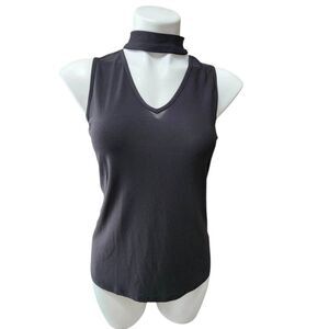 Janet Chung black keyhole cutout shirt sleeveless black small